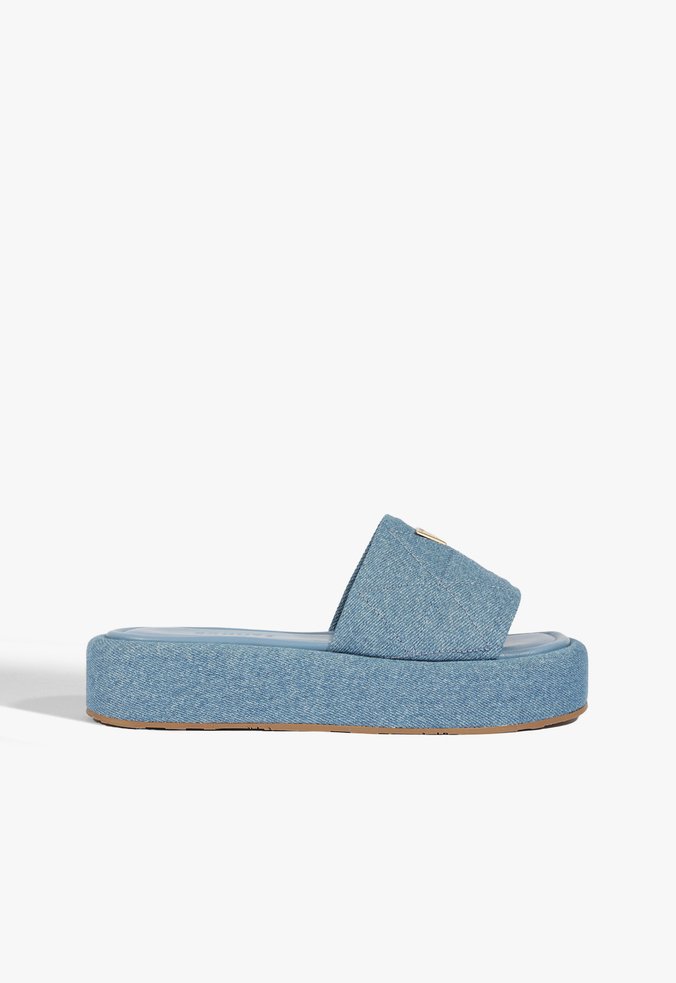 Sandália Papete Viena Plataforma Jeans Azul
