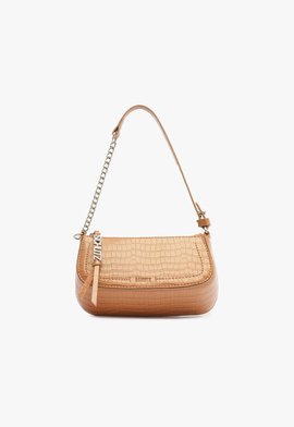 Bolsa Tiracolo Pequena Tina Croco Marrom Clara