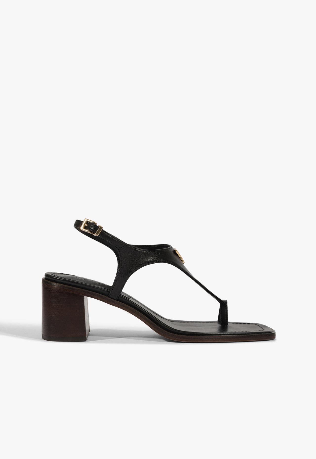 Sandália Couro Salto Médio Bloco Preta | Schutz