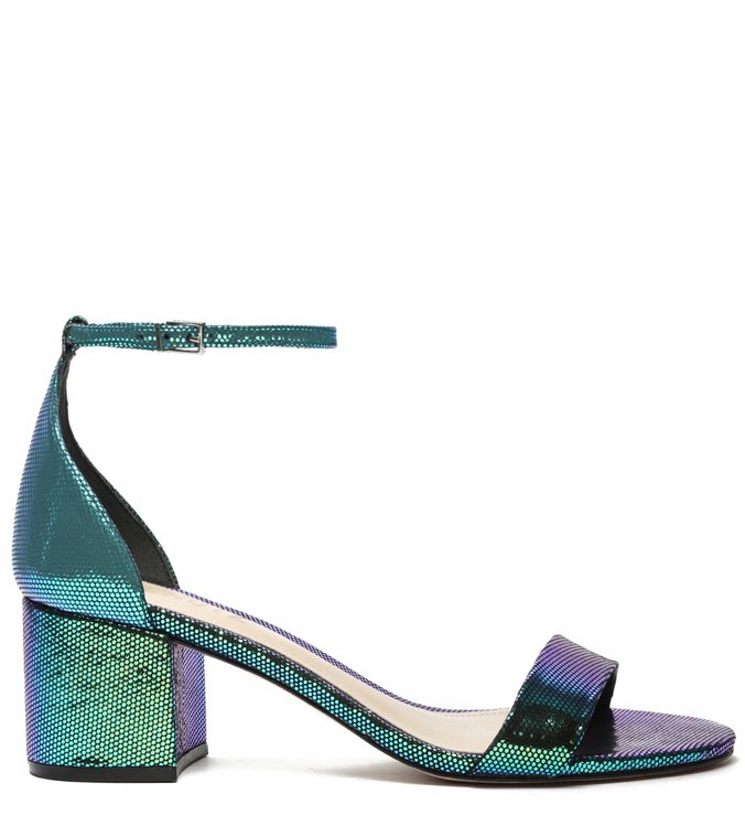 Sandália Minimal Block Heel Dots Holografico