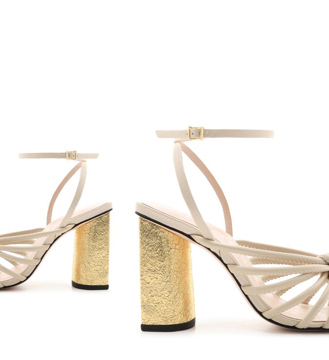 Sandália Salto Gold Knot White Sandália Salto Gold Knot White