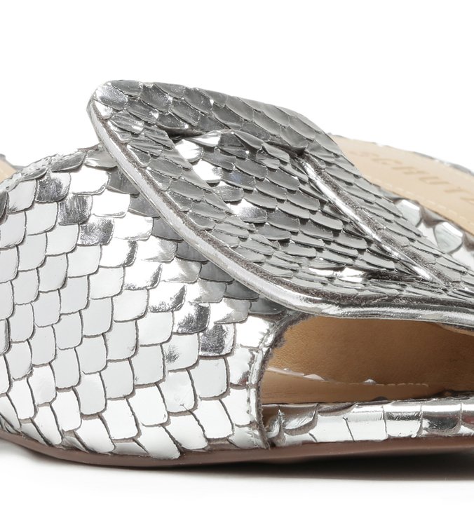 Mule Fivela Snake Metallic Prata Mule Fivela Snake Metallic Prata