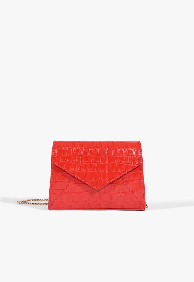 Bolsa Clutch Cayla Couro Croco Vermelha