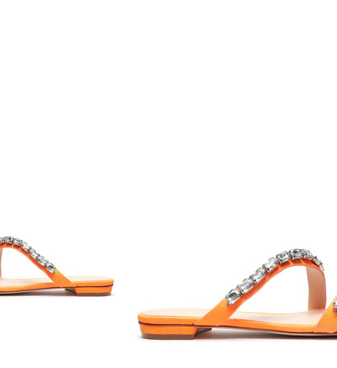 Rasteira Crystal Glam Neon Orange Rasteira Crystal Glam Neon Orange