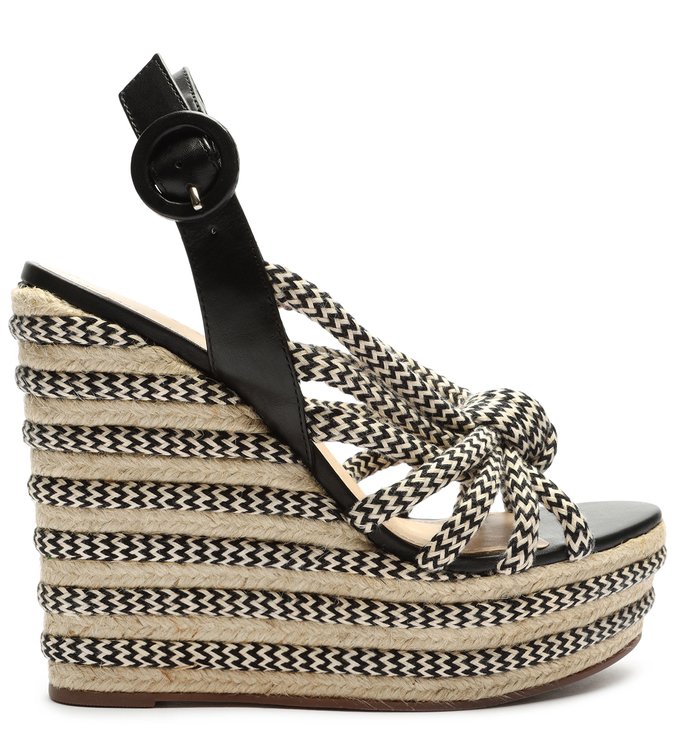 Sandália Wedge Knot Fresh Preta E Branca