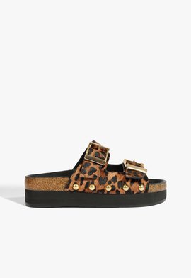 Slide Flatform Couro Oncinha