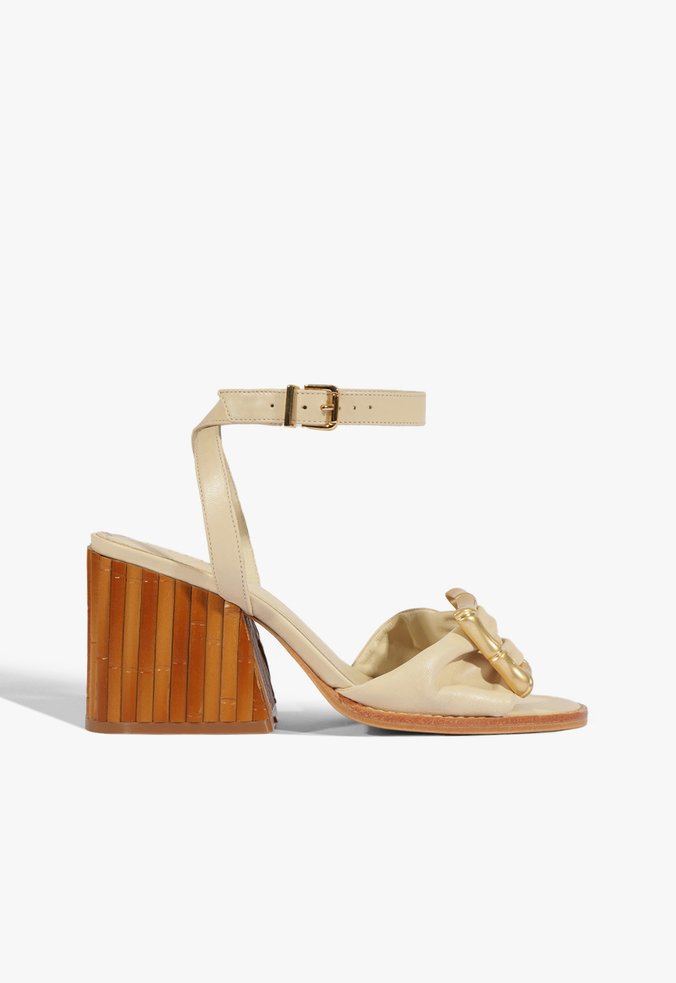 Sandália Enola Bamboo Couro Off White