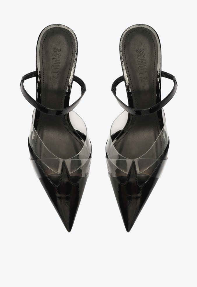 Scarpin Mule Salto Mid Vinil Preto | Schutz