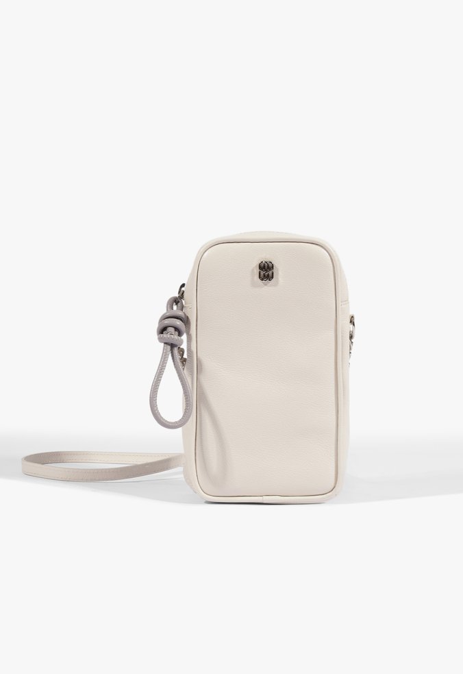 Bolsa Tiracolo Porta Celular Maya Ziper Pequena Couro Branca
