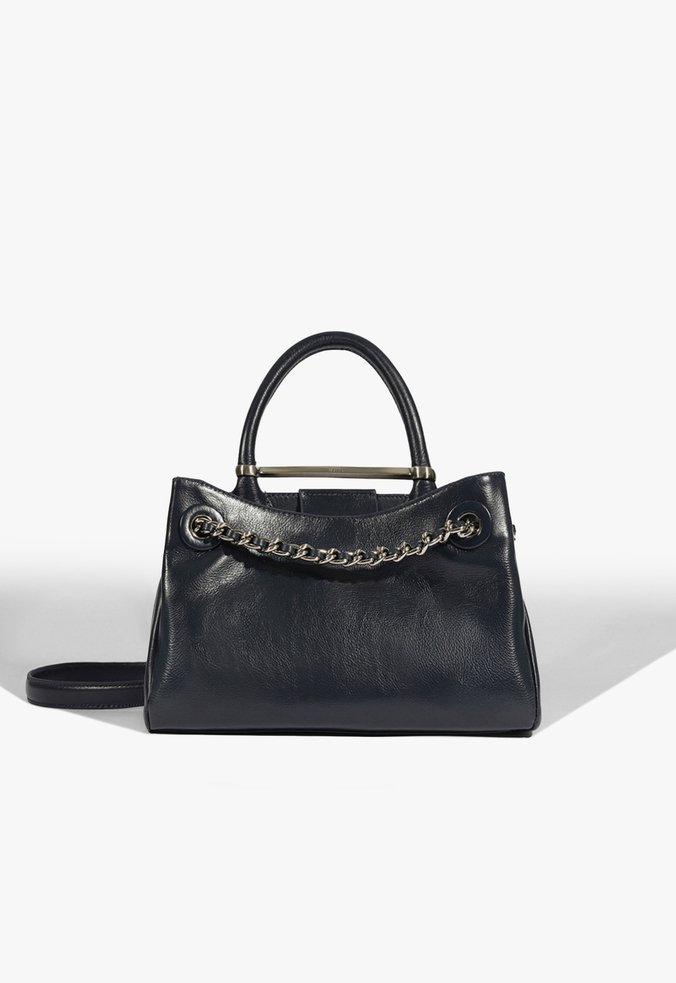 Bolsa Mini Tote Crush Couro Azul