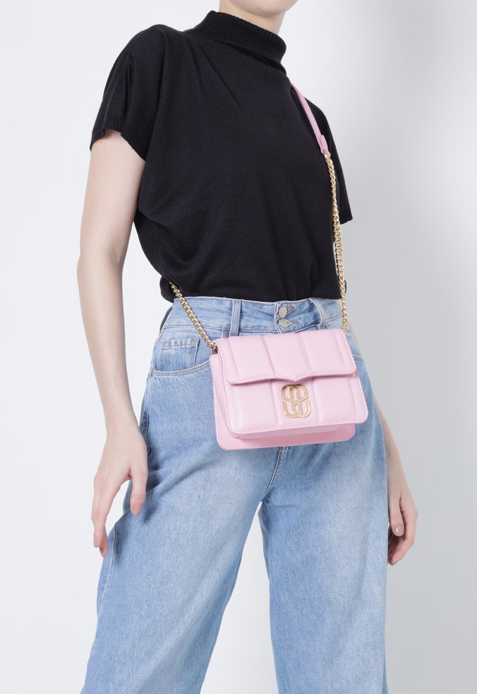 Bolsa Tiracolo Zoen Couro Rosa Claro