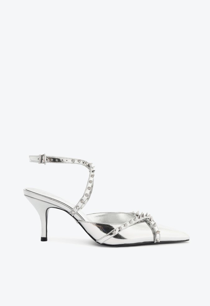 Scarpin Couro Prateado