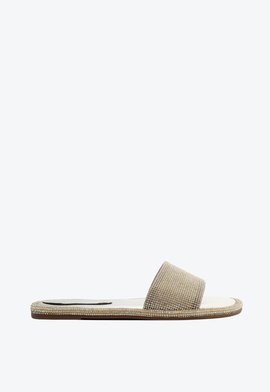 Sandália Slide Strass Prateada