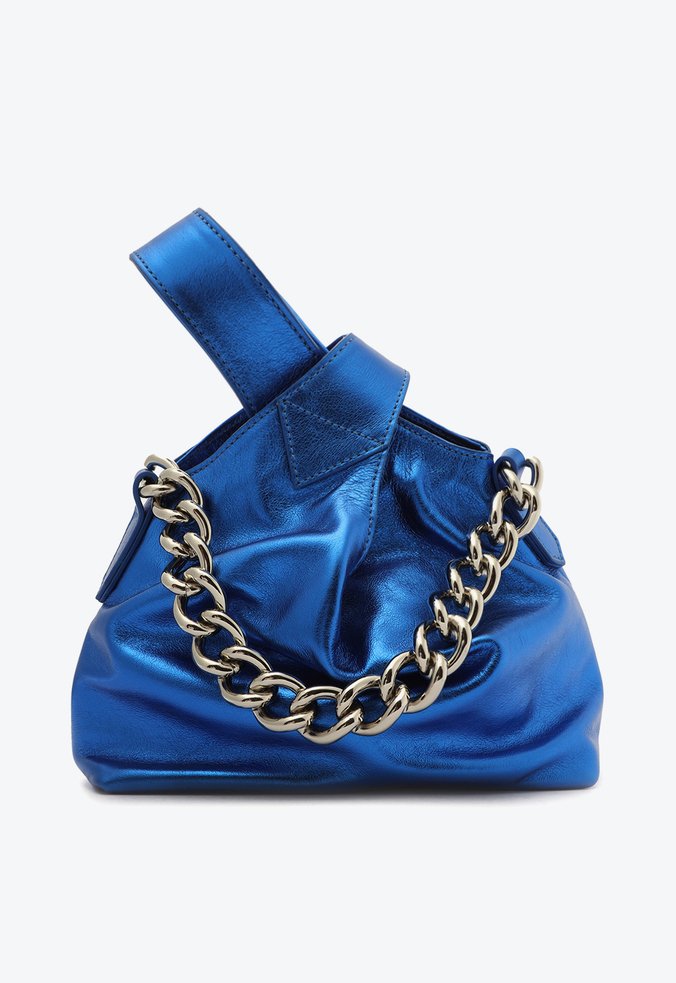 Bolsa de Mão Hobo Gillie Couro Metalizada Azul