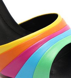 Sandália Salto Couro Rainbow Preta