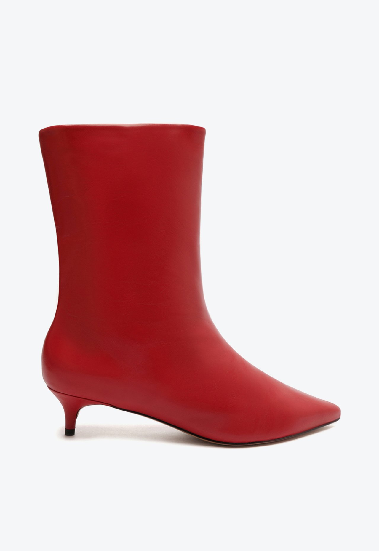 Bota Cano Médio Salto Kitten Couro Vermelha | Schutz