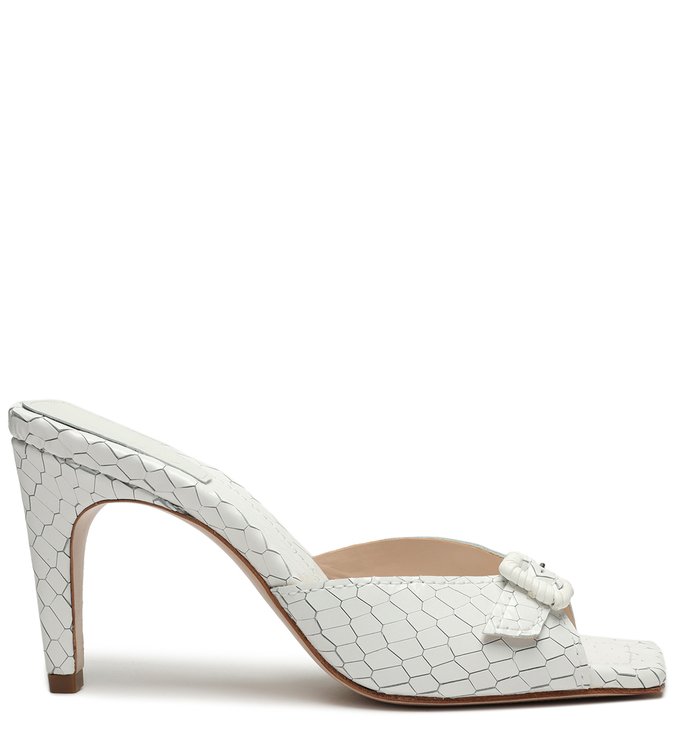 Sandália Mule High Snake White