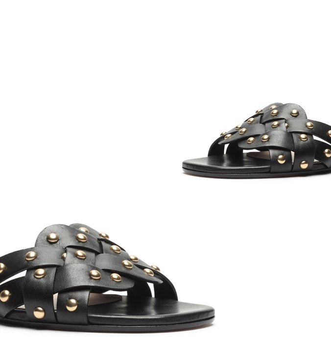 Sandália Flat Trama Studs Black Sandália Flat Trama Studs Black