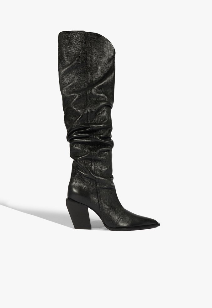 Bota Over The Knee Couro Preta