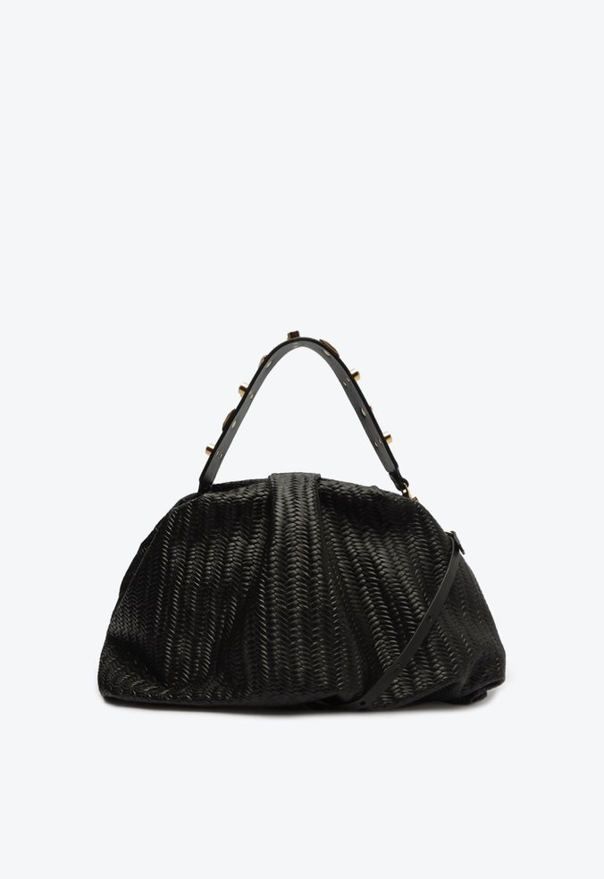 Bolsa Maxi Pouch Couro Preta