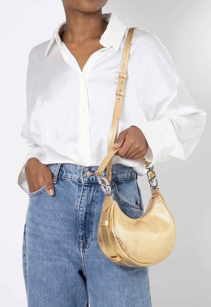 Bolsa Tiracolo Pequena Blake Couro Dourada