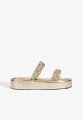 Sandália Plataforma Trançada Dourada