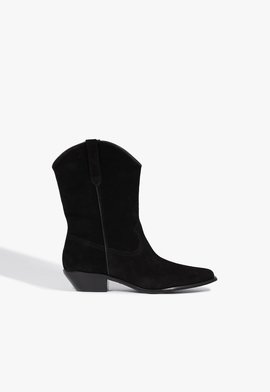 Bota Western Cano Médio Couro Preta