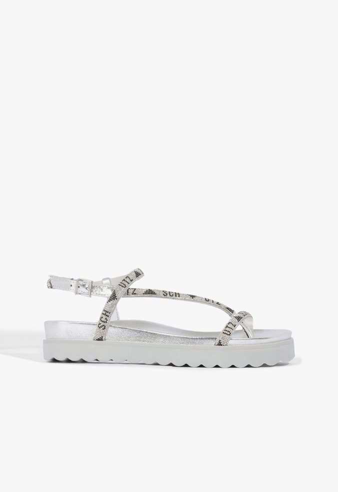 Sandália Papete Brilho Prata