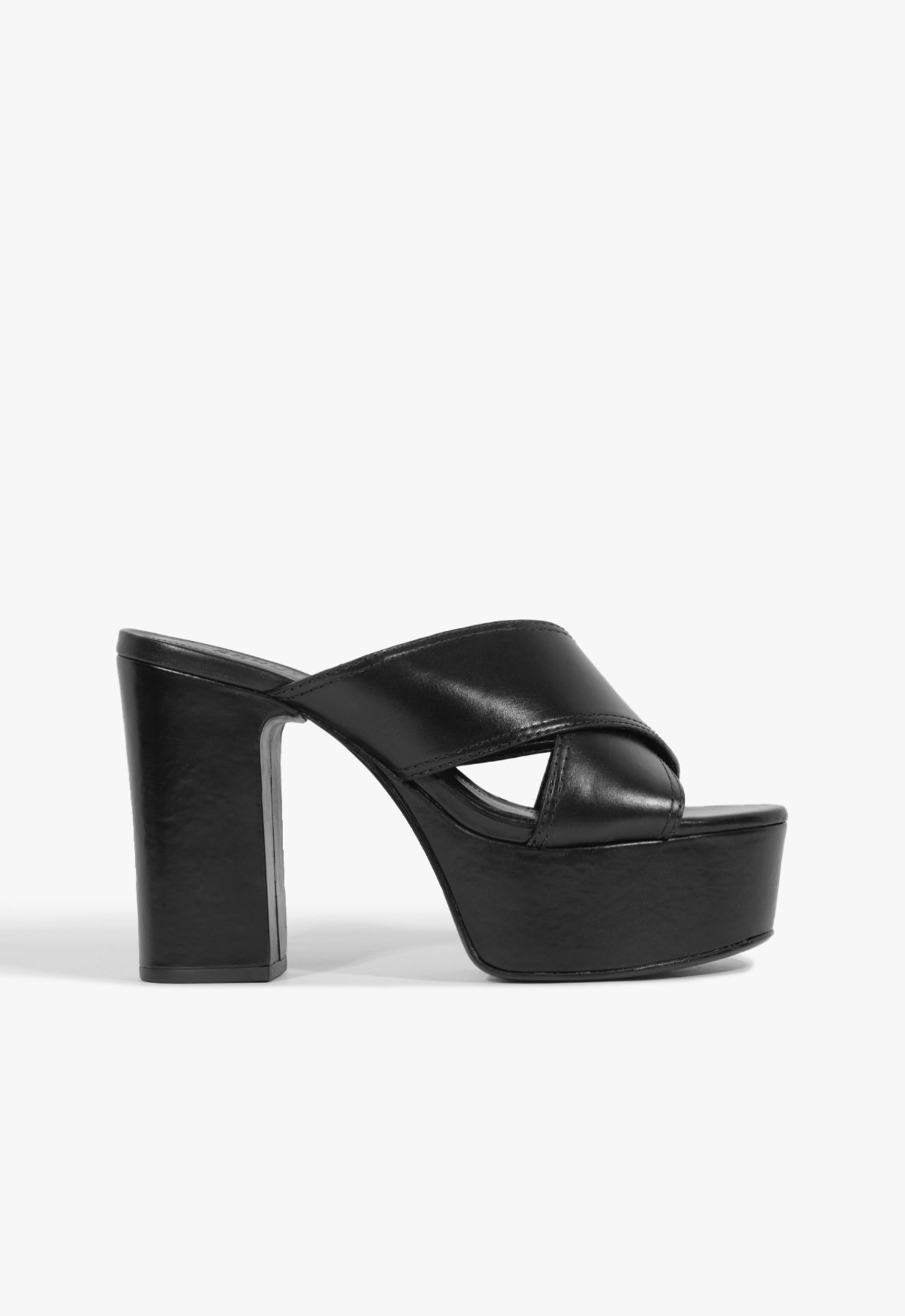 Tamanco Plataforma Salto Alto Couro Preto | Schutz