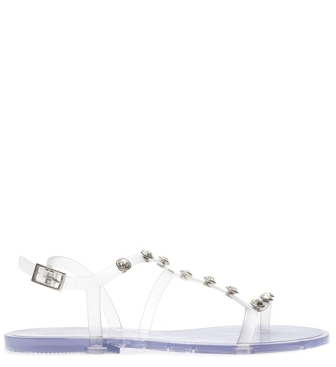 Sandália Rasteira Jelly Plástico Transparente