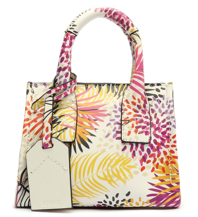 Bolsa Baby Tote Pequena Agnes Couro Estampa Colorida