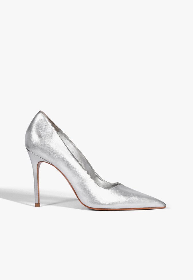 Scarpin Ines High Couro Prateado