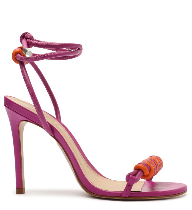 Sandália de Salto Alto Amarração Poppy Rosa / Laranja