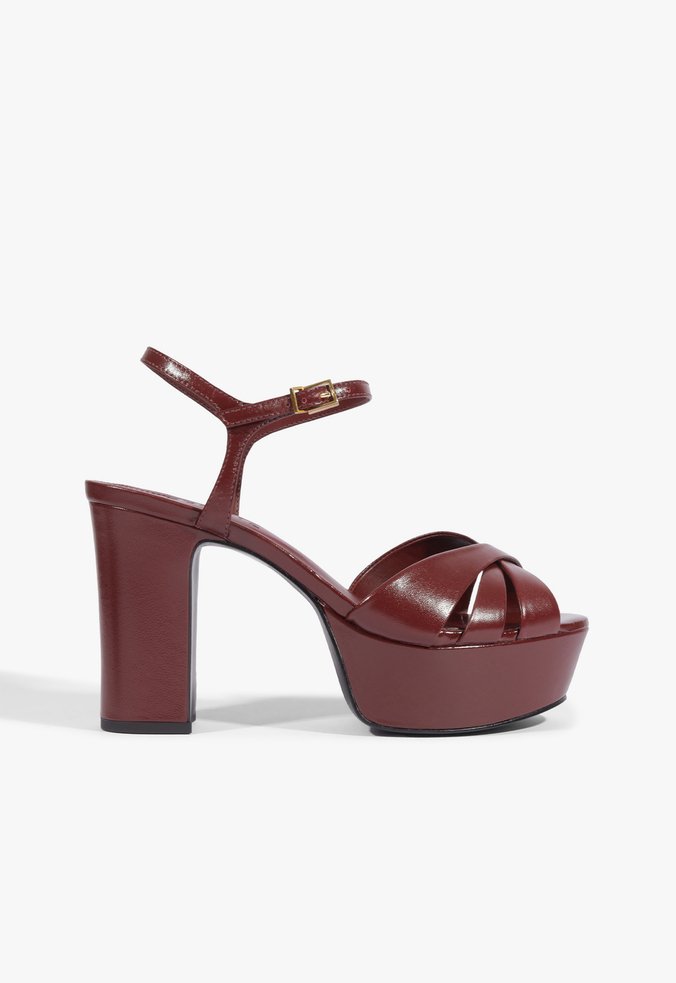 Sandália Keefa Meia Pata Couro Vinho