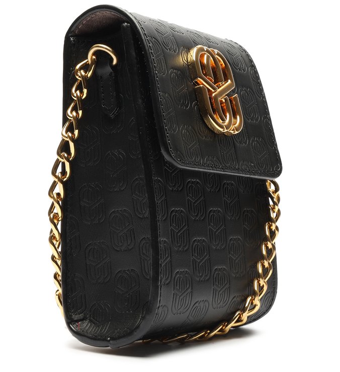 Bolsa Tiracolo Pequena Emblem Couro Preta Bolsa Tiracolo Pequena Emblem Couro Preta