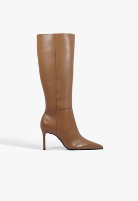 Bota Mikki Up Salto Alto Couro Marrom Claro