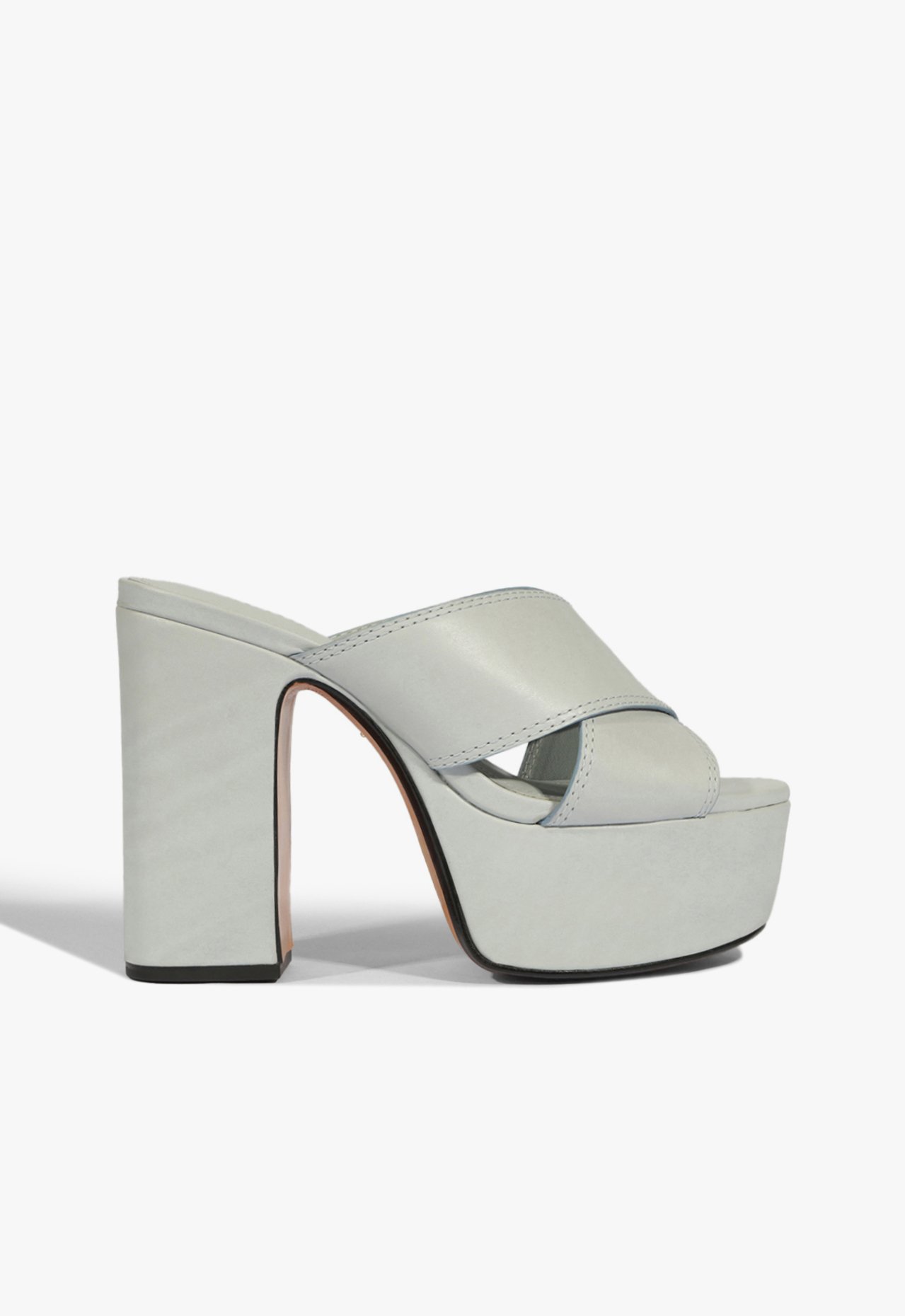 Sandália Plataforma Salto Alto Couro Azul Clara | Schutz