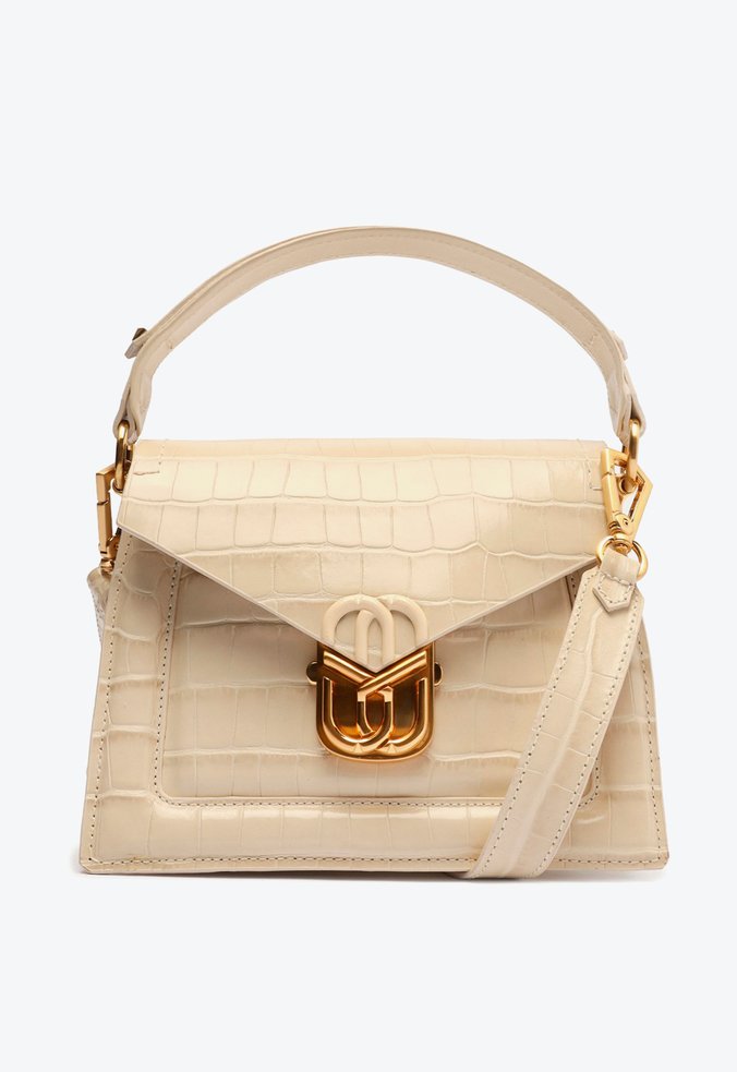 Bolsa Tiracolo Janie Média Em Couro Croco Bege