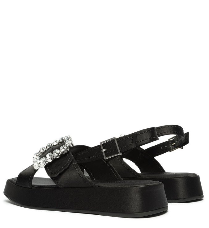 Sandália Flatform Cetim Preta Sandália Flatform Cetim Preta