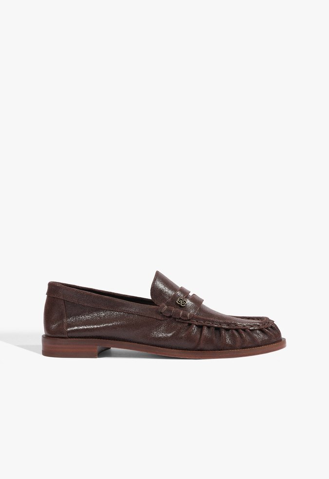 Mocassim Tyche Couro Marrom Escuro