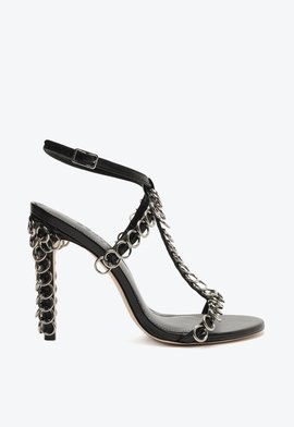 Sandália Salto Alto Couro Preta