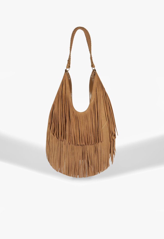 Bolsa Hobo Grande Iron Suede Bege
