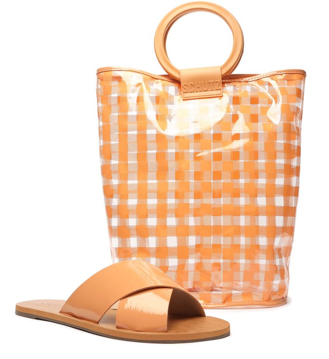 2 em 1 - Sandália Rasteira & Bolsa Tote Laranja