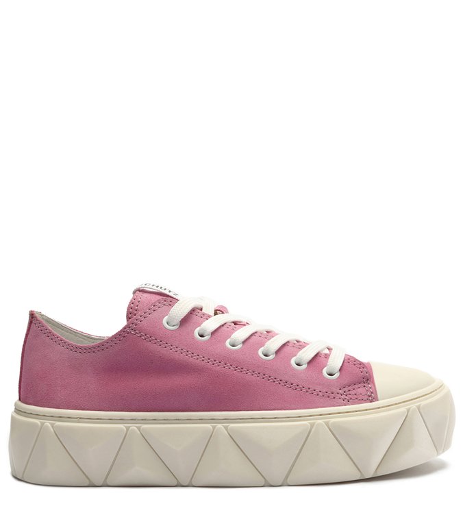 Tênis Mauli com Salto Nobuck Triangle Rosa