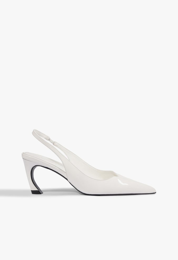 Scarpin Slingback Scarlet Couro Branco