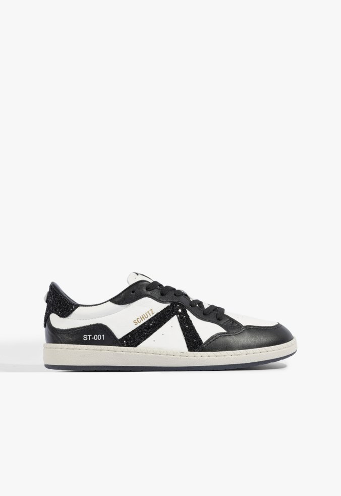 Tênis ST 001 Couro Branco e Preto