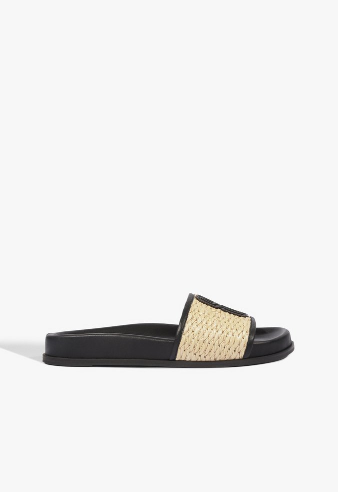 Papete Flatform Crochê Tira Larga Preta