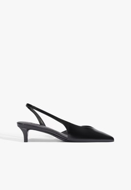 Scarpin Slingback Alessia Low Couro Preta