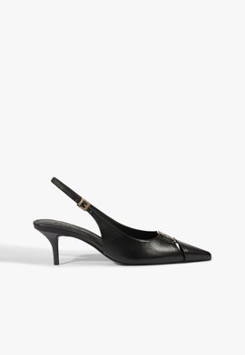 Scarpin Slingback Elegance Couro Preto