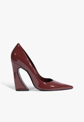 Scarpin Lexi Salto Bloco Verniz Couro Vinho